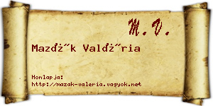 Mazák Valéria névjegykártya